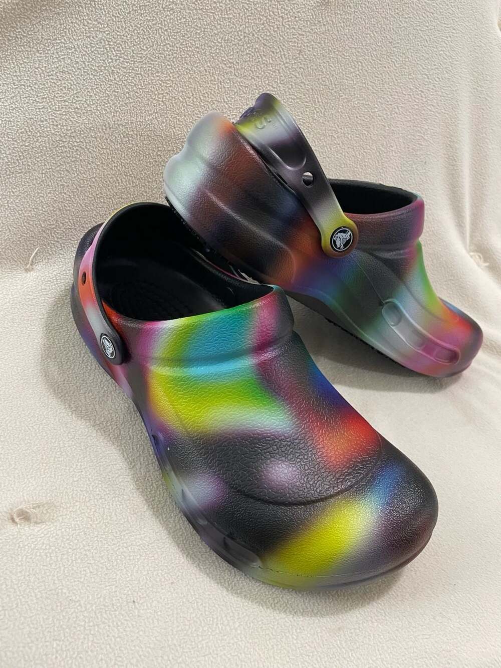 Crocs Bistro Graphic Tie-Dye Slip Resistant Work Clogs Men's 8 Women's 10